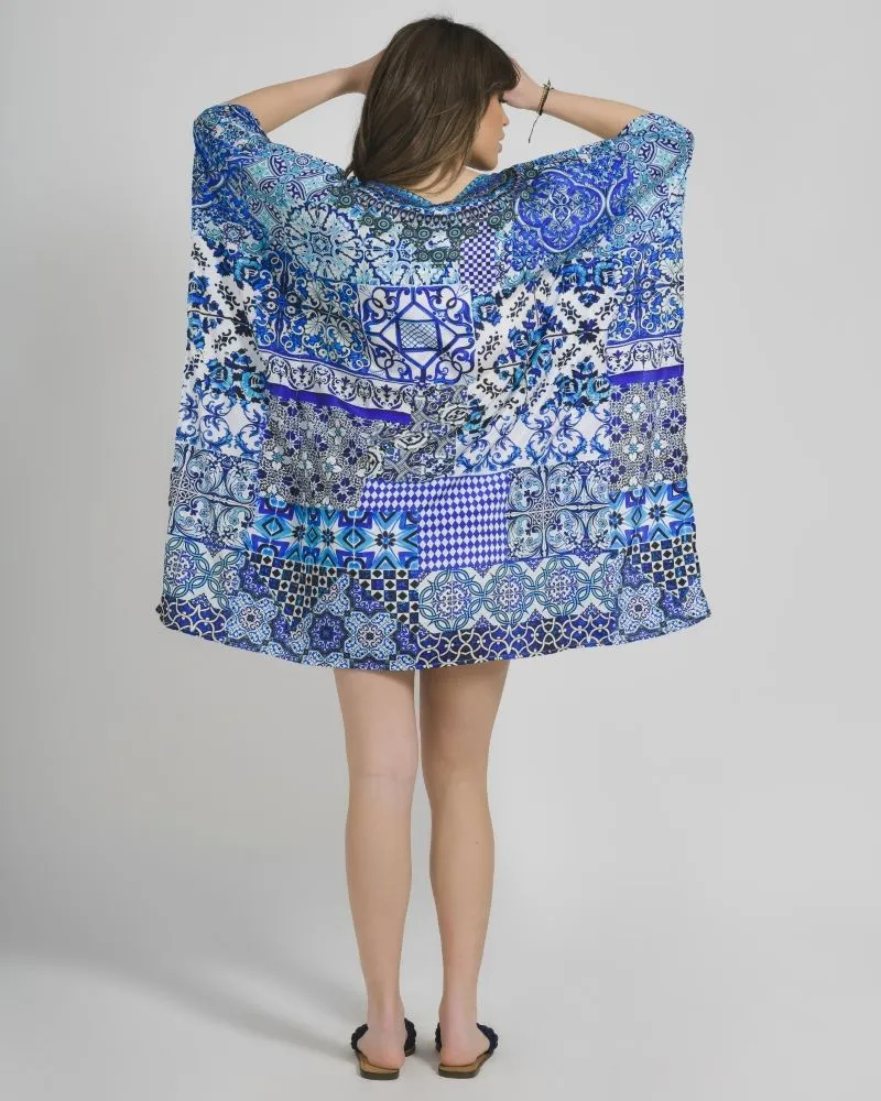 ΚΑΦΤΑΝΙ ΚΟΝΤΟ ΛΕΥΚΟ ΜΠΛΕ ΕΜΠΡΙΜΕ M/L (100% CREPE)