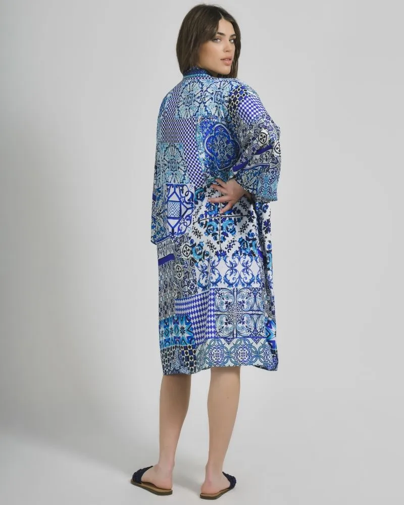 ΚΙΜΟΝΟ ΚΟΝΤΟ ΛΕΥΚΟ ΜΠΛΕ ΕΜΠΡΙΜΕ ONE SIZE (100% CREPE)