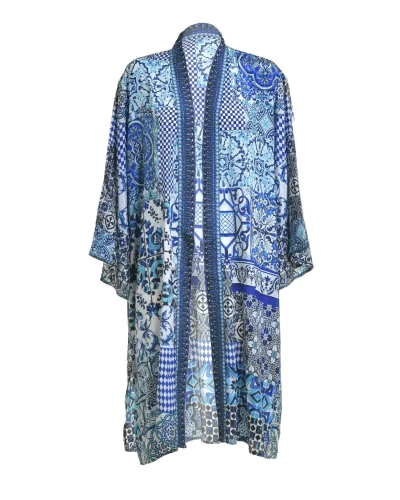 ΚΙΜΟΝΟ ΚΟΝΤΟ ΛΕΥΚΟ ΜΠΛΕ ΕΜΠΡΙΜΕ ONE SIZE (100% CREPE)