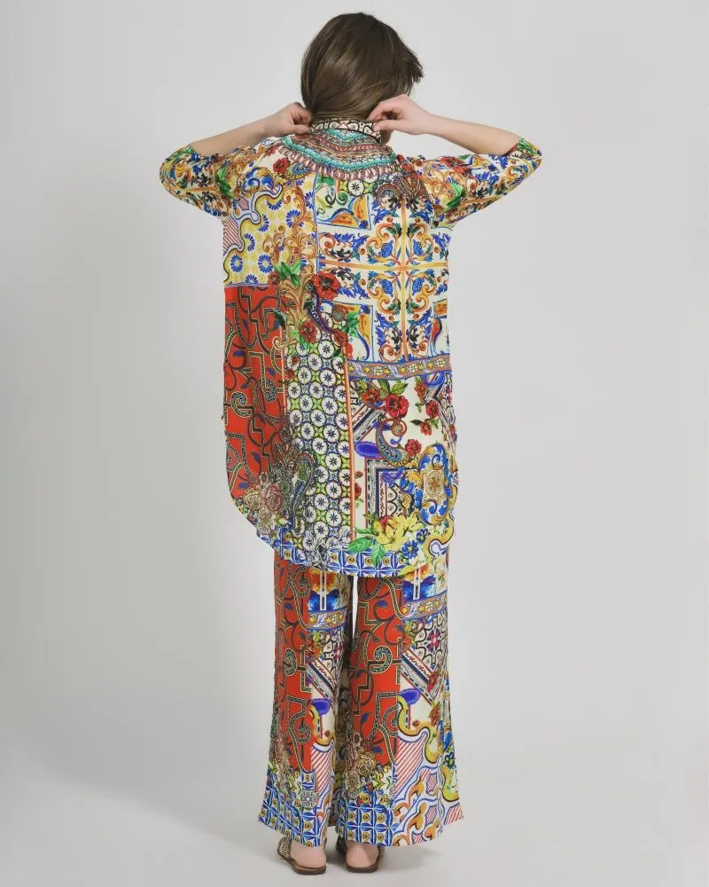 ΠΟΥΚΑΜΙΣΑ ΑΣΥΜMΕΤΡΗ ΚΙΤΡΙΝΟ/ΚΟΚΚΙΝΟ ΕΜΠΡΙΜΕ ONE SIZE (100% CREPE)