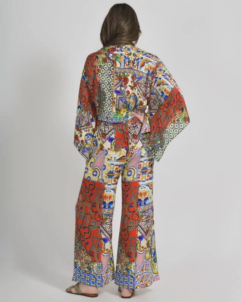 ΤΟΠ ΚΟΝΤΟ ΚΙΤΡΙΝΟ/ΚΟΚΚΙΝΟ ΕΜΠΡΙΜΕ ONE SIZE (100% CREPE)