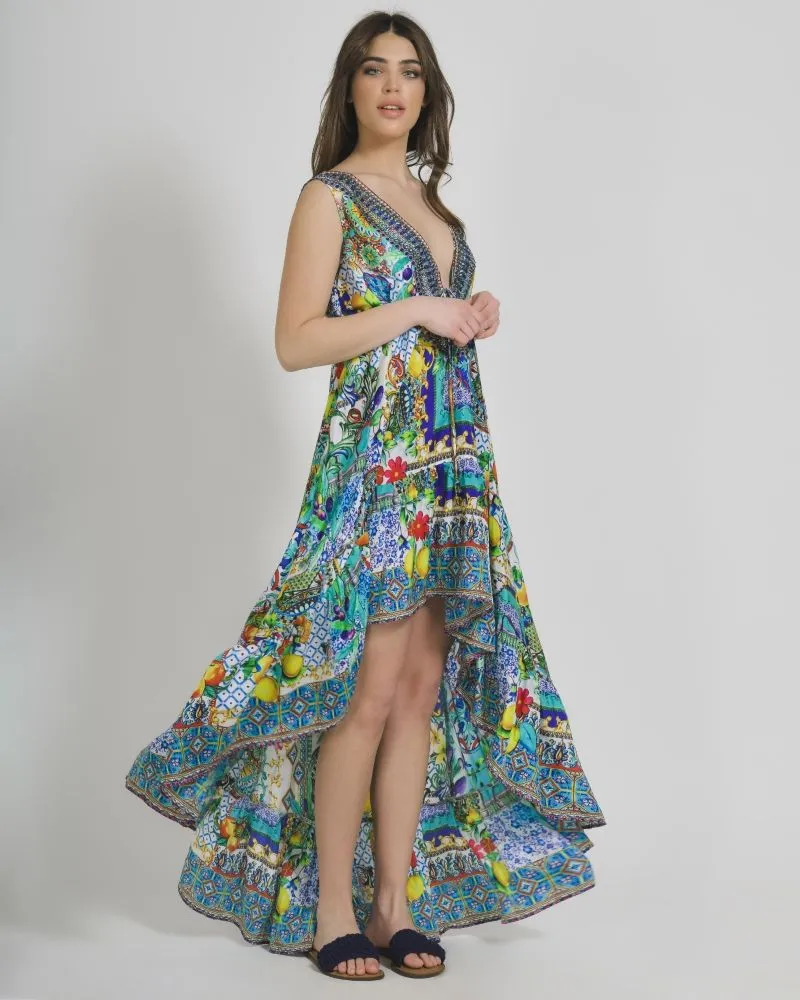 ΦΟΡΕΜΑ ΑΜΑΝΙΚΟ ΑΣΥΜΜΕΤΡΟ ΠΟΛΥΧΡΩΜΟ ΕΜΠΡΙΜΕ ONE SIZE (100% CREPE)