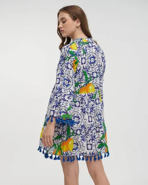 ΚΑΦΤΑΝΙ/ΦΟΡΕΜΑ ΚΟΝΤΟ ΜΠΛΕ ΜΕ ΛΕΜΟΝΙΑ ΚΑΙ ΚΕΝΤΗMATA ONE SIZE (100% COTTON)