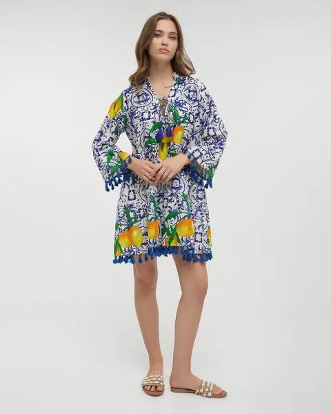 ΚΑΦΤΑΝΙ/ΦΟΡΕΜΑ ΚΟΝΤΟ ΜΠΛΕ ΜΕ ΛΕΜΟΝΙΑ ΚΑΙ ΚΕΝΤΗMATA ONE SIZE (100% COTTON)