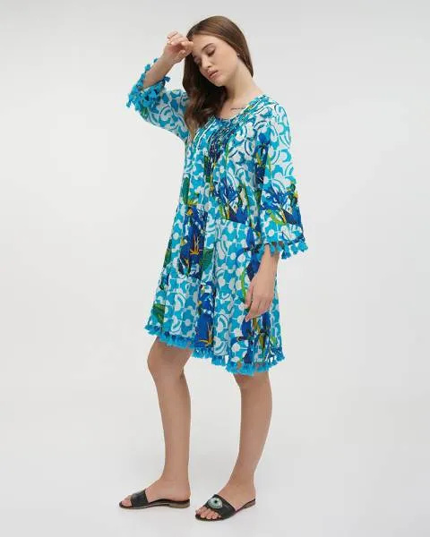 ΚΑΦΤΑΝΙ/ΦΟΡΕΜΑ ΚΟΝΤΟ ΜΠΛΕ ΜΕ ΚΕΝΤΗMATA ONE SIZE (100% COTTON)