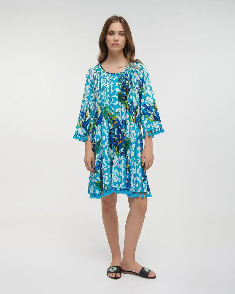 ΚΑΦΤΑΝΙ/ΦΟΡΕΜΑ ΚΟΝΤΟ ΜΠΛΕ ΜΕ ΚΕΝΤΗMATA ONE SIZE (100% COTTON)