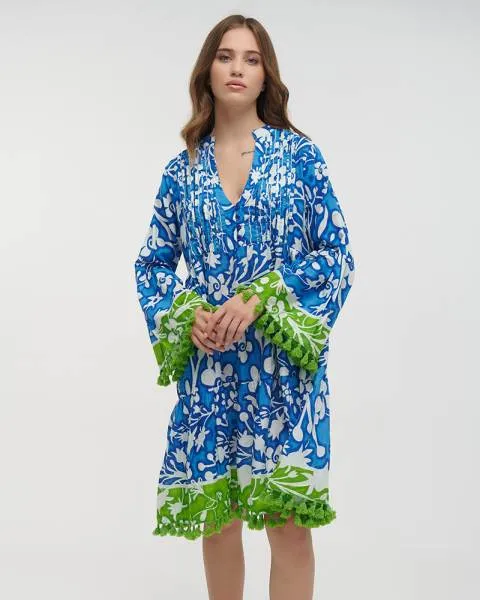 ΚΑΦΤΑΝΙ/ΦΟΡΕΜΑ ΚΟΝΤΟ ΜΠΛΕ/ΠΡΑΣΙΝΟ ΜΕ ΚΕΝΤΗMATA ONE SIZE (100% COTTON)