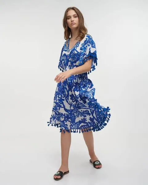 ΚΑΦΤΑΝΙ/ΦΟΡΕΜΑ ΚΟΝΤΟ ΜΠΛΕ/ΛΕΥΚΟ ΜΕ ΚΕΝΤΗMATA ONE SIZE (100% COTTON)