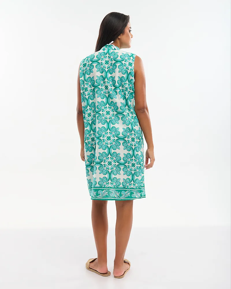 ΦΟΡΕΜΑ ΚΟΝΤΟ ΑΜΑΝΙΚΟ ΠΡΑΣΙΝΟ ΜΕ ΚΕΝΤΗΤΕΣ ΛΕΠΤΟΜΕΡΕΙΕΣ ΚΑΙ ΧΑΝΤΡΕΣ ONE SIZE (100% COTTON)