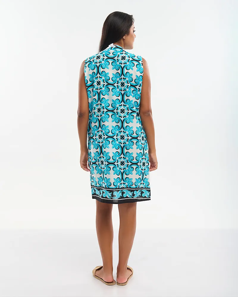 ΦΟΡΕΜΑ ΚΟΝΤΟ ΑΜΑΝΙΚΟ ΤΙΡΚΟΥΑΖ ΜΕ ΚΕΝΤΗΤΕΣ ΛΕΠΤΟΜΕΡΕΙΕΣ ΚΑΙ ΧΑΝΤΡΕΣ ONE SIZE (100% COTTON)