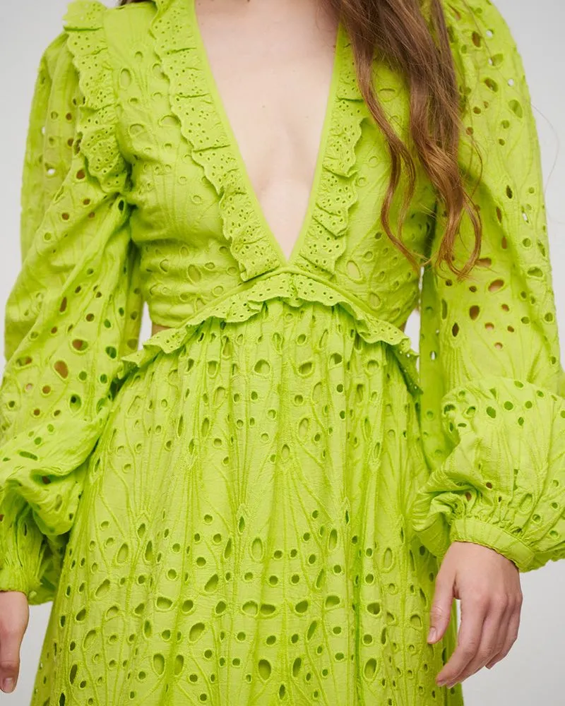 ΦΟΡΕΜΑ ΜΑΚΡΥ ΜΑΚΡΥΜΑΝΙΚΟ ΜΕ ΑΝΟΙΓΜΑ ΣΤΗΝ ΠΛΑΤΗ ΚΙΠΟΥΡ ΣΕ ΛΑΙΜ ΧΡΩΜΑ ONE SIZE(100% COTTON)