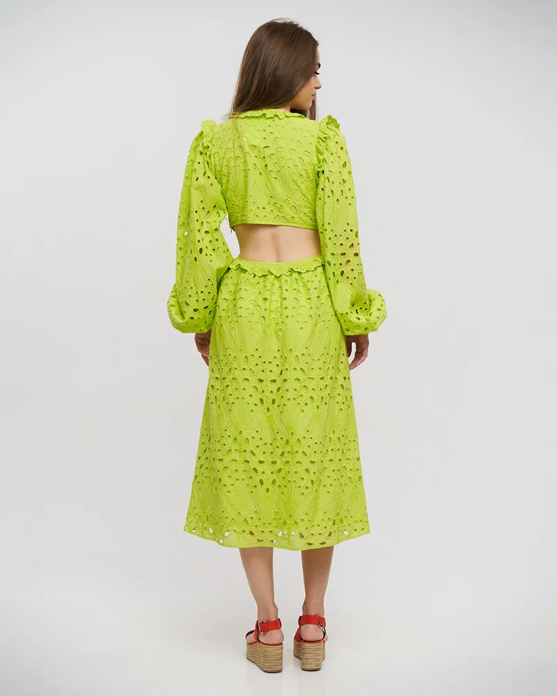 ΦΟΡΕΜΑ ΜΑΚΡΥ ΜΑΚΡΥΜΑΝΙΚΟ ΜΕ ΑΝΟΙΓΜΑ ΣΤΗΝ ΠΛΑΤΗ ΚΙΠΟΥΡ ΣΕ ΛΑΙΜ ΧΡΩΜΑ ONE SIZE(100% COTTON)