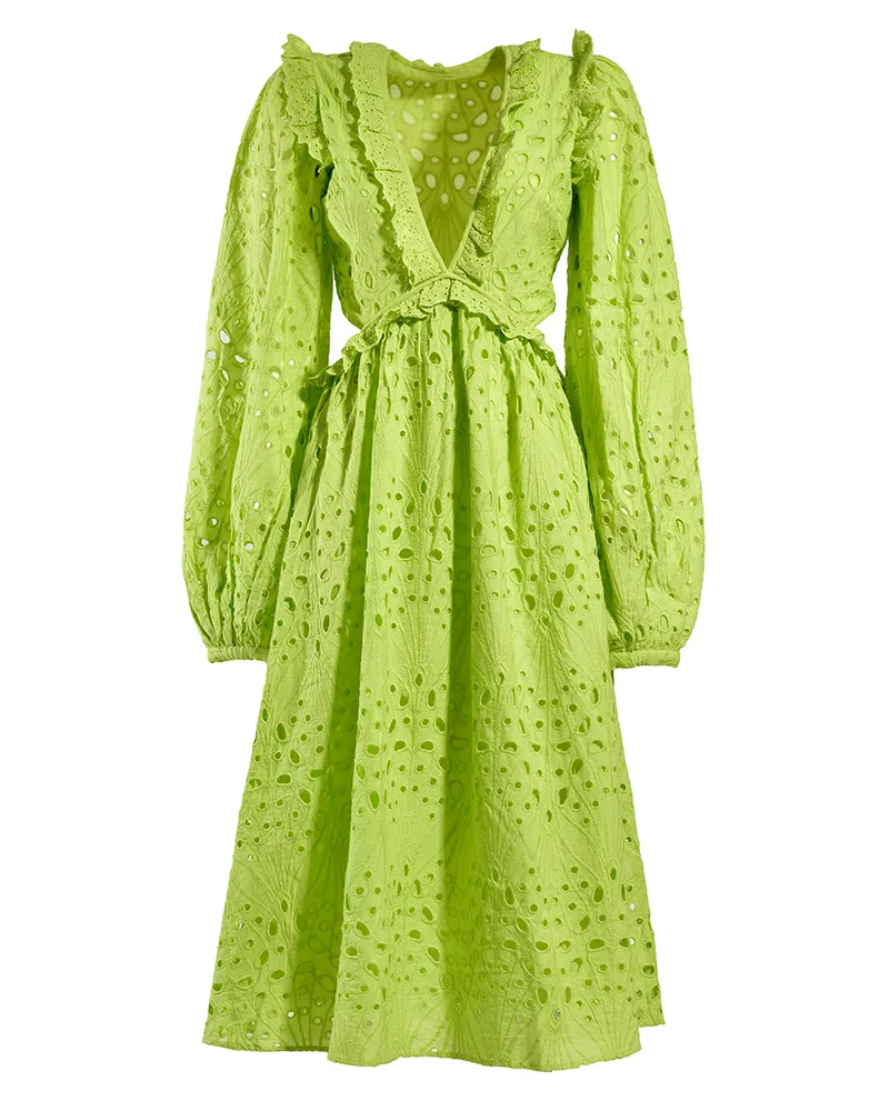 ΦΟΡΕΜΑ ΜΑΚΡΥ ΜΑΚΡΥΜΑΝΙΚΟ ΜΕ ΑΝΟΙΓΜΑ ΣΤΗΝ ΠΛΑΤΗ ΚΙΠΟΥΡ ΣΕ ΛΑΙΜ ΧΡΩΜΑ ONE SIZE(100% COTTON)