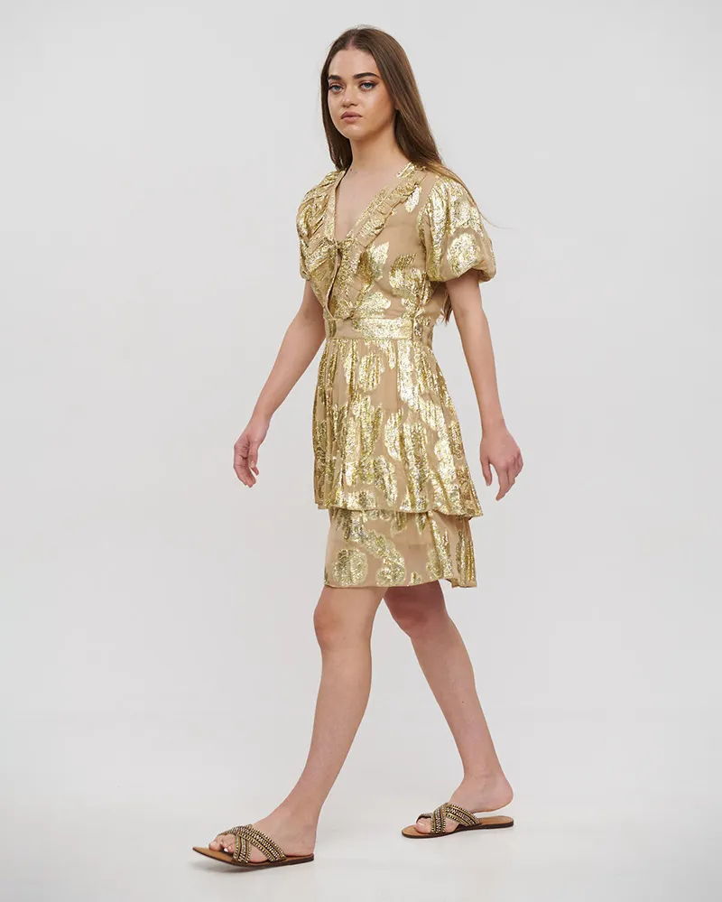 ΦΟΡΕΜΑ ΚΟΝΤΟ ΜΠΕΖ ΜΕ ΧΡΥΣΕΣ ΛΕΠΤΟΜΕΡΕΙΕΣ ONE SIZE (100% COTTON)