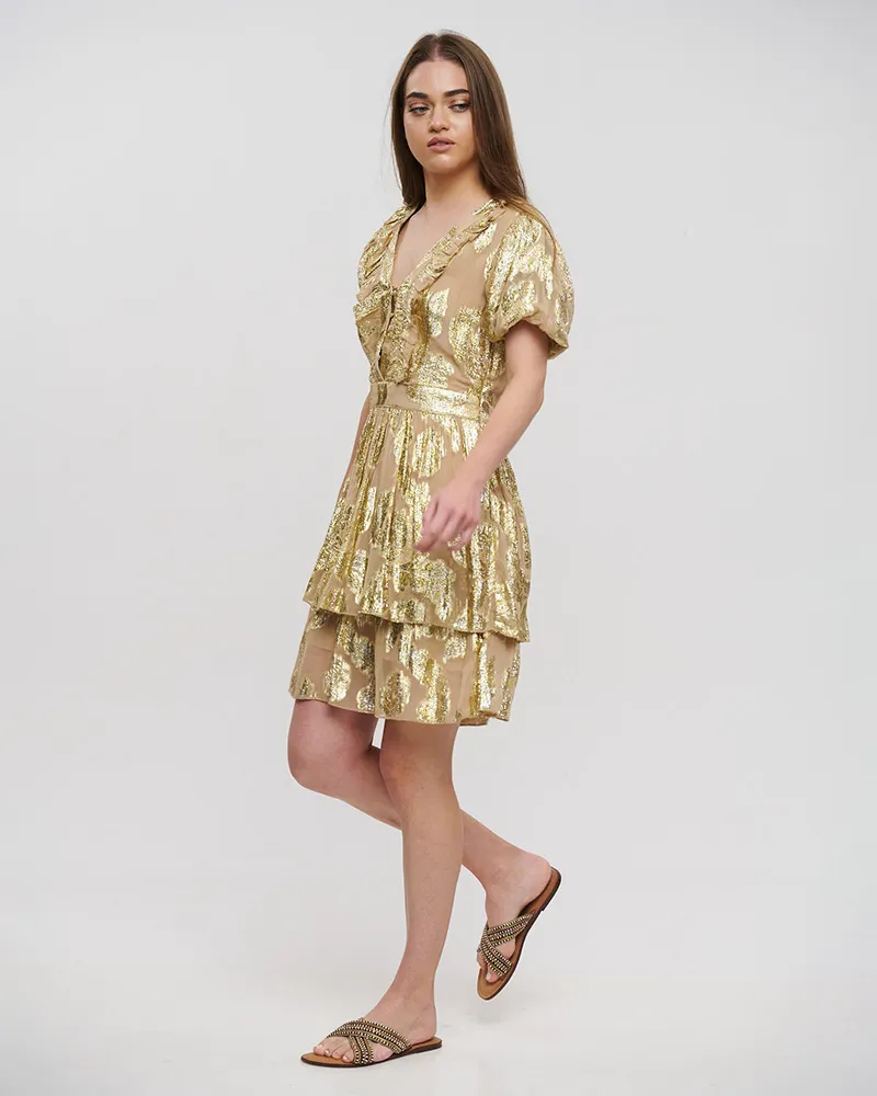 ΦΟΡΕΜΑ ΚΟΝΤΟ ΜΠΕΖ ΜΕ ΧΡΥΣΕΣ ΛΕΠΤΟΜΕΡΕΙΕΣ ONE SIZE (100% COTTON)