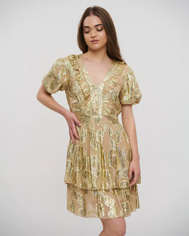 ΦΟΡΕΜΑ ΚΟΝΤΟ ΜΠΕΖ ΜΕ ΧΡΥΣΕΣ ΛΕΠΤΟΜΕΡΕΙΕΣ ONE SIZE (100% COTTON)