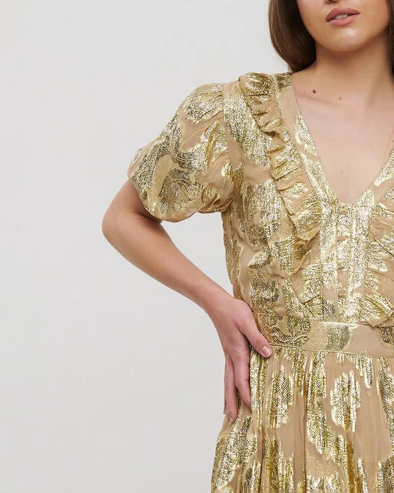 ΦΟΡΕΜΑ ΚΟΝΤΟ ΜΠΕΖ ΜΕ ΧΡΥΣΕΣ ΛΕΠΤΟΜΕΡΕΙΕΣ ONE SIZE (100% COTTON)