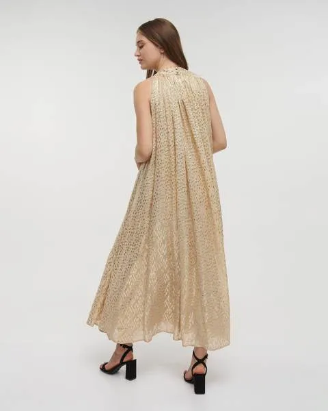 ΦΟΡΕΜΑ ΜΑΚΡΥ ΑΜΑΝΙΚΟ ΜΠΕΖ ΜΕ ΧΡΥΣΕΣ ΛΕΠΤΟΜΕΡΕΙΕΣ ONE SIZE (100% VISCOSE)