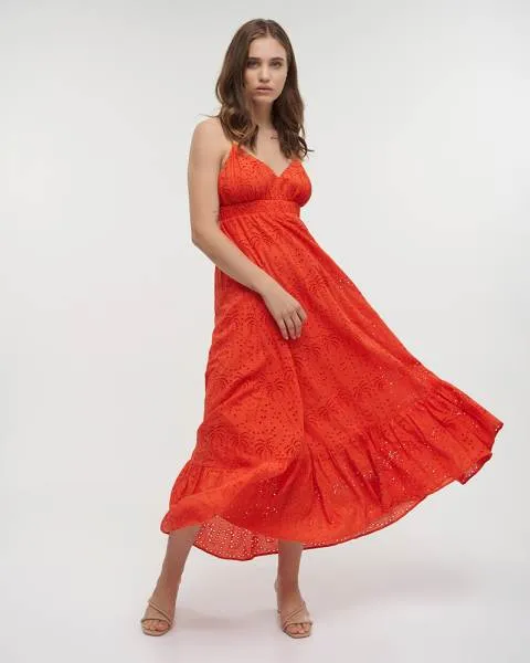 ΦΟΡΕΜΑ ΜΑΚΡΥ ΑΜΑΝΙΚΟ ΚΟΚΚΙΝΟ/ΠΟΡΤΟΚΑΛΙ ΚΙΠΟΥΡ ONE SIZE (100% COTTON)