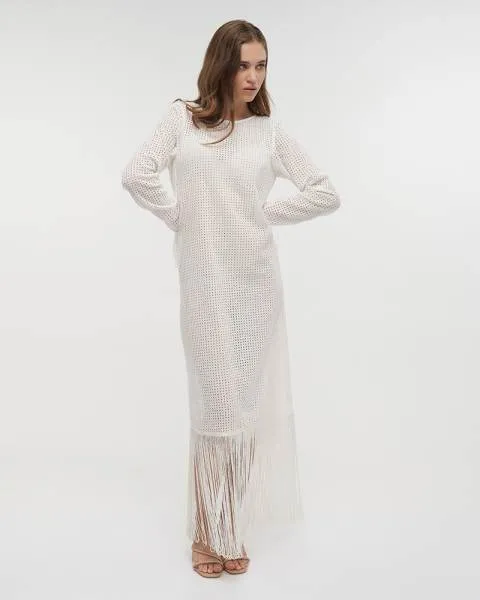 ΦΟΡΕΜΑ ΜΑΚΡΥ ΜΕ ΜΑΚΡΥ ΜΑΝΙΚΙ ΚΑΙ ΚΡΟΣΙΑ ΣΕ ΛΕΥΚΟ ΧΡΩΜΑ ONE SIZE (100% COTTON)