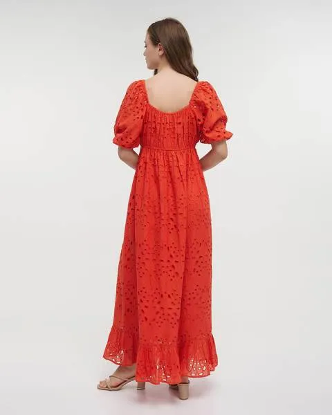 ΦΟΡΕΜΑ ΜΑΚΡΥ ΜΕ ΚΟΝΤΟ ΜΑΝΙΚΙ ΚΟΚΚΙΝΟ/ΠΟΡΤΟΚΑΛΙ ΚΙΠΟΥΡ ONE SIZE (100% COTTON)