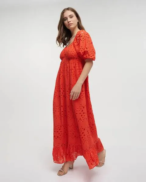 ΦΟΡΕΜΑ ΜΑΚΡΥ ΜΕ ΚΟΝΤΟ ΜΑΝΙΚΙ ΚΟΚΚΙΝΟ/ΠΟΡΤΟΚΑΛΙ ΚΙΠΟΥΡ ONE SIZE (100% COTTON)