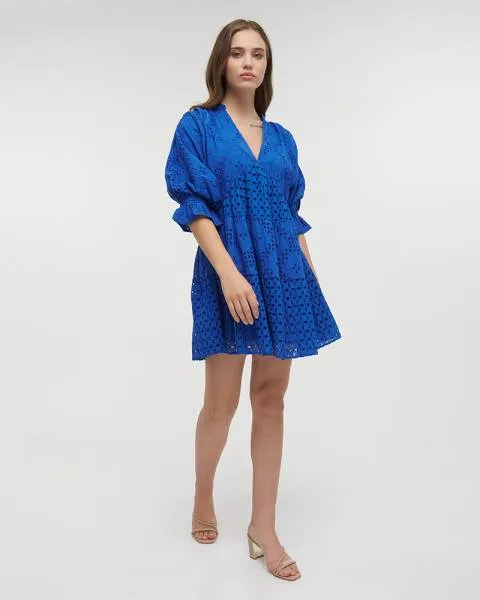 ΦΟΡΕΜΑ ΚΟΝΤΟ ΜΕ 3/4 ΜΑΝΙΚΙ ΜΠΛΕ ΚΙΠΟΥΡ ONE SIZE (100% COTTON)