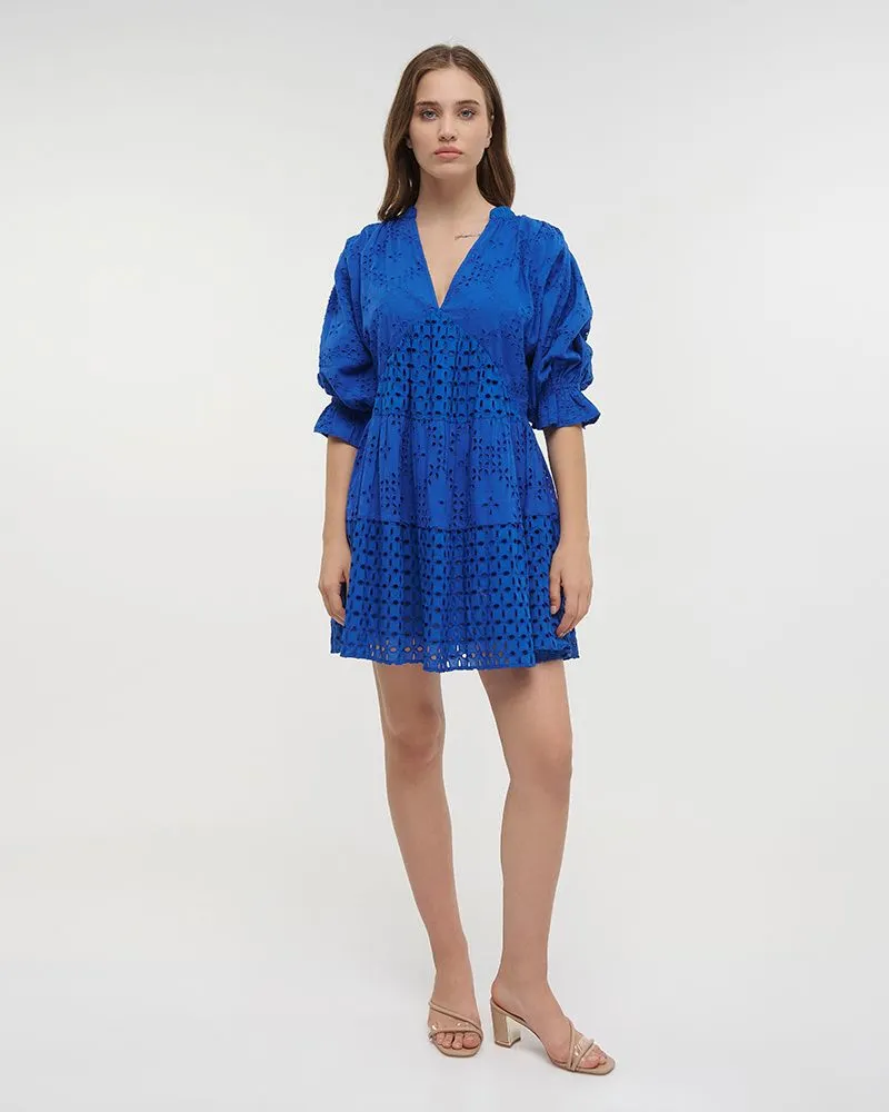 ΦΟΡΕΜΑ ΚΟΝΤΟ ΜΕ 3/4 ΜΑΝΙΚΙ ΜΠΛΕ ΚΙΠΟΥΡ ONE SIZE (100% COTTON)