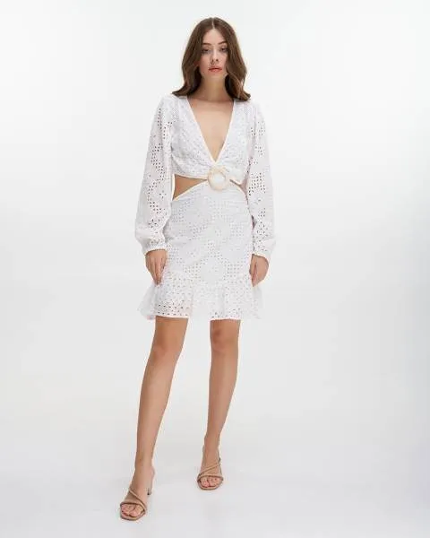 ΦΟΡΕΜΑ KONTO ΜΕ ΜΑΚΡΙΑ ΜΑΝΙΚΙΑ ΛΕΥΚΟ ΚΙΠΟΥΡ ONE SIZE (100% COTTON)