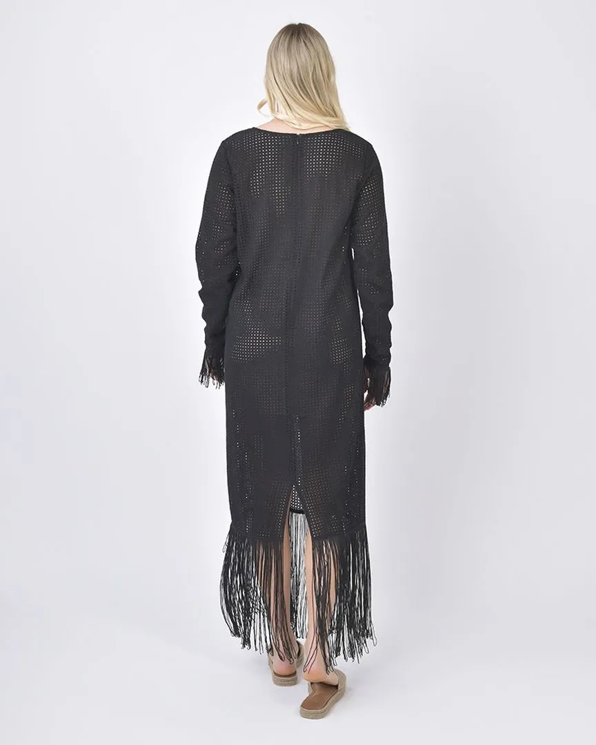 ΦΟΡΕΜΑ ΜΑΚΡΥ ΜΕ ΜΑΚΡΥ ΜΑΝΙΚΙ ΚΑΙ ΚΡΟΣΙΑ ΣΕ ΜΑΥΡΟ ΧΡΩΜΑ ONE SIZE (100% COTTON)