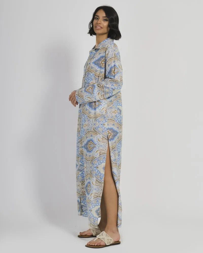 ΠΟΥΚΑΜΙΣΑ ΜΑΚΡΙΑ ΓΚΡΙ/ΜΠΛΕ ΜΕ ΣΧΕΔΙΑ S/M (100% COTTON)