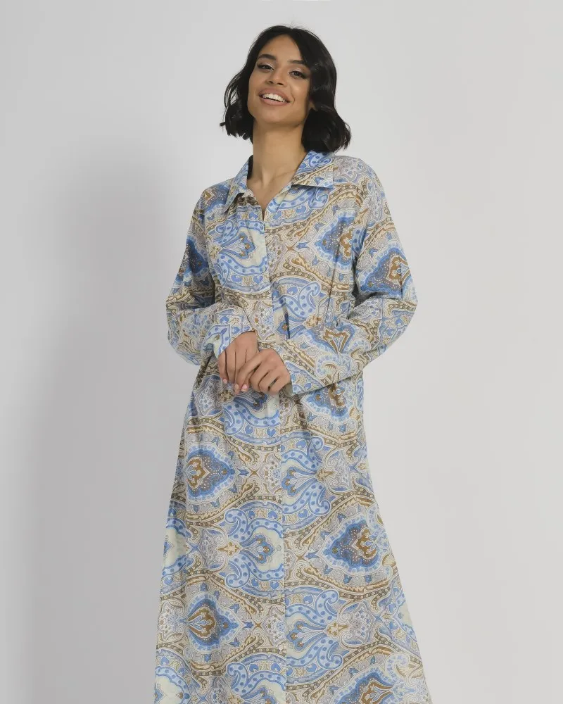 ΠΟΥΚΑΜΙΣΑ ΜΑΚΡΙΑ ΓΚΡΙ/ΜΠΛΕ ΜΕ ΣΧΕΔΙΑ S/M (100% COTTON)