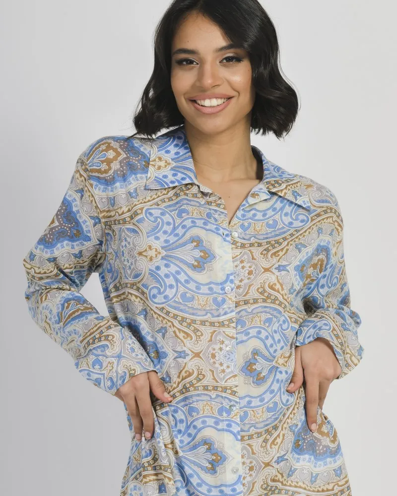 ΠΟΥΚΑΜΙΣΑ ΜΑΚΡΙΑ ΓΚΡΙ/ΜΠΛΕ ΜΕ ΣΧΕΔΙΑ S/M (100% COTTON)