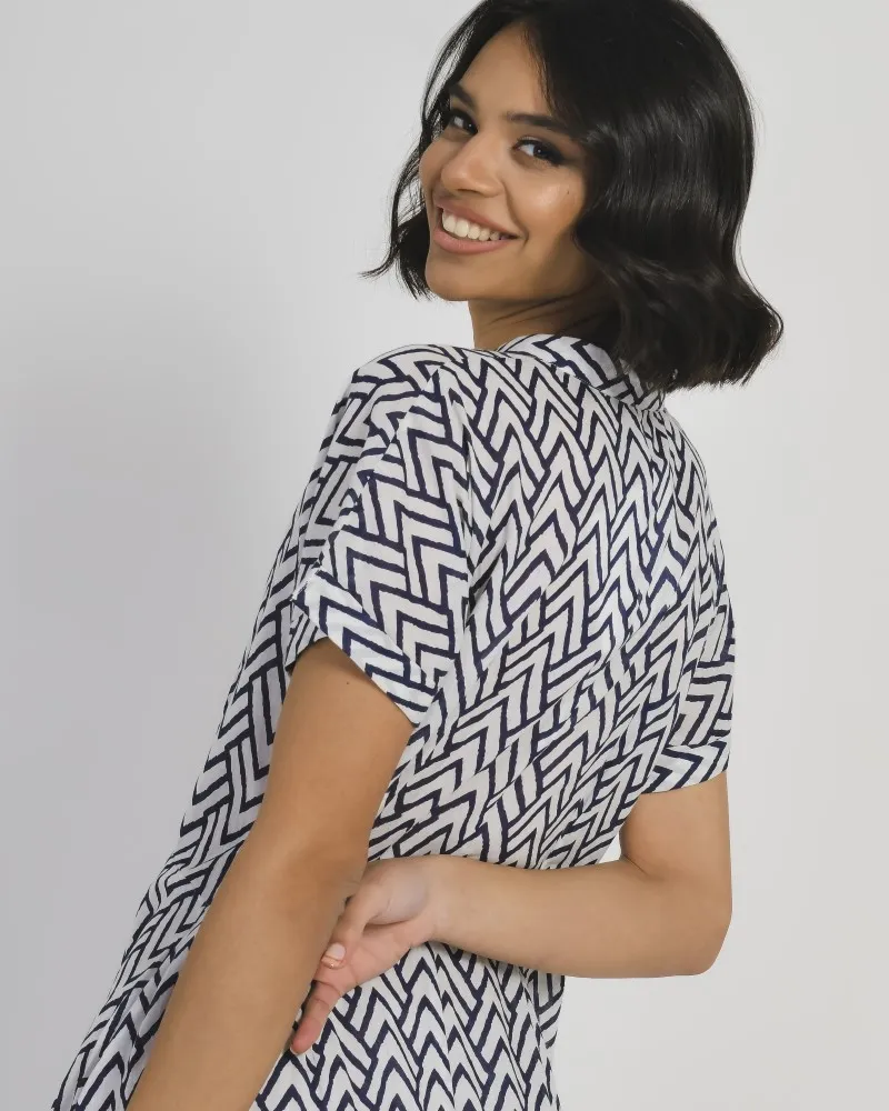 ΦΟΡΕΜΑ ΜΠΛΕ ΜΕ ΣΧΕΔΙΑ S/M (100% COTTON)