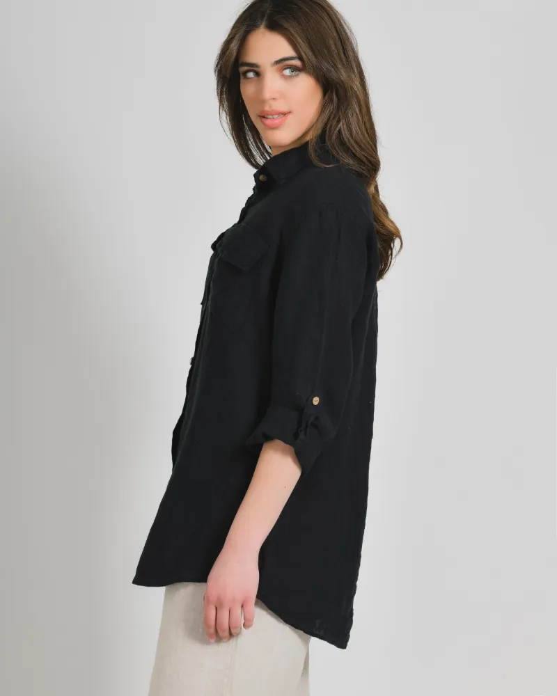 ΠΟΥΚΑΜΙΣΟ ΣΕ ΜΑΥΡΟ ΧΡΩΜΑ ONE SIZE (100% LINEN) ΠΟΥΚΑΜΙΣΟ ΣΕ ΜΑΥΡΟ ΧΡΩΜΑ ONE SIZE (100% LINEN)