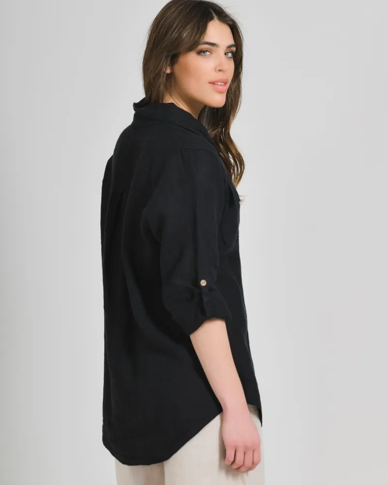 ΠΟΥΚΑΜΙΣΟ ΣΕ ΜΑΥΡΟ ΧΡΩΜΑ ONE SIZE (100% LINEN)