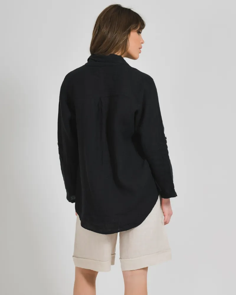 ΠΟΥΚΑΜΙΣΟ ΣΕ ΜΑΥΡΟ ΧΡΩΜΑ ONE SIZE (100% LINEN)