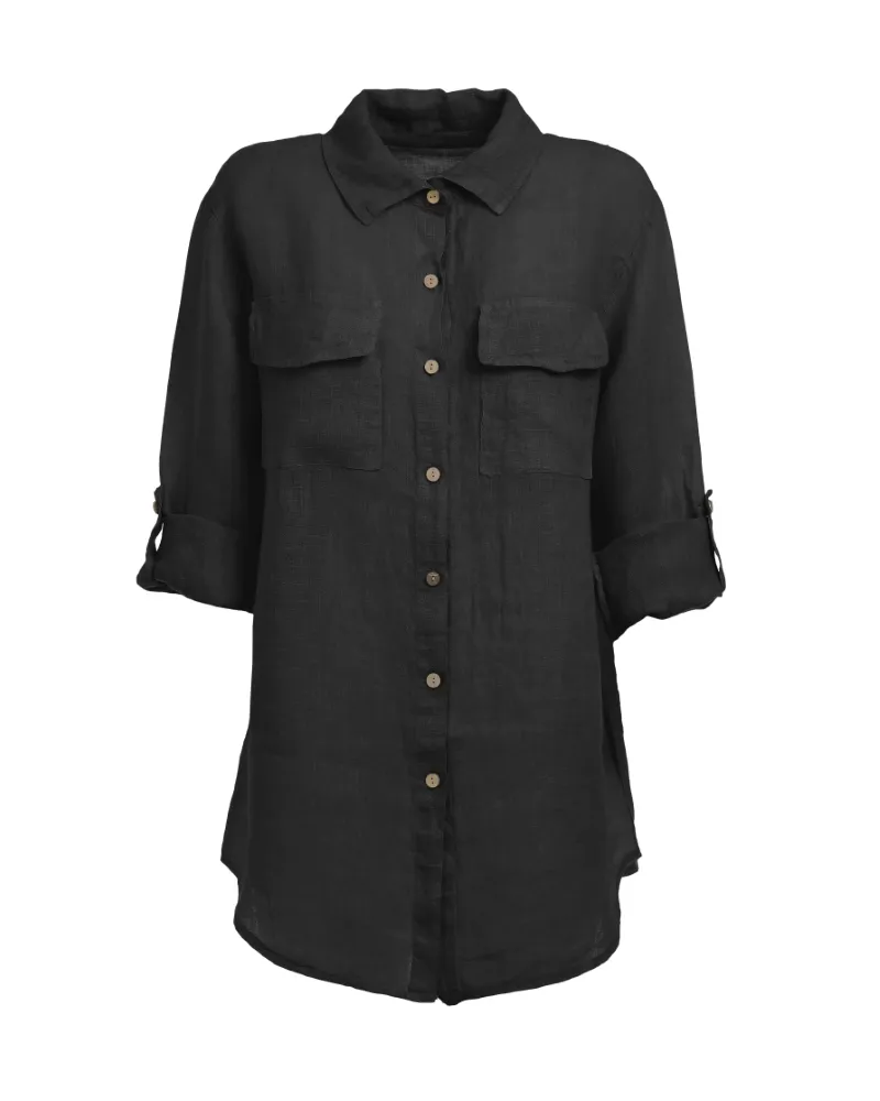 ΠΟΥΚΑΜΙΣΟ ΣΕ ΜΑΥΡΟ ΧΡΩΜΑ ONE SIZE (100% LINEN)