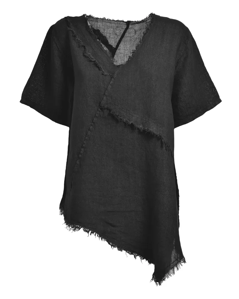 ΜΠΛΟΥΖΑ ΚΟΝΤΟΜΑΝΙΚΗ ΣΕ ΜΑΥΡΟ ΧΡΩΜΑ ONE SIZE (100% LINEN)