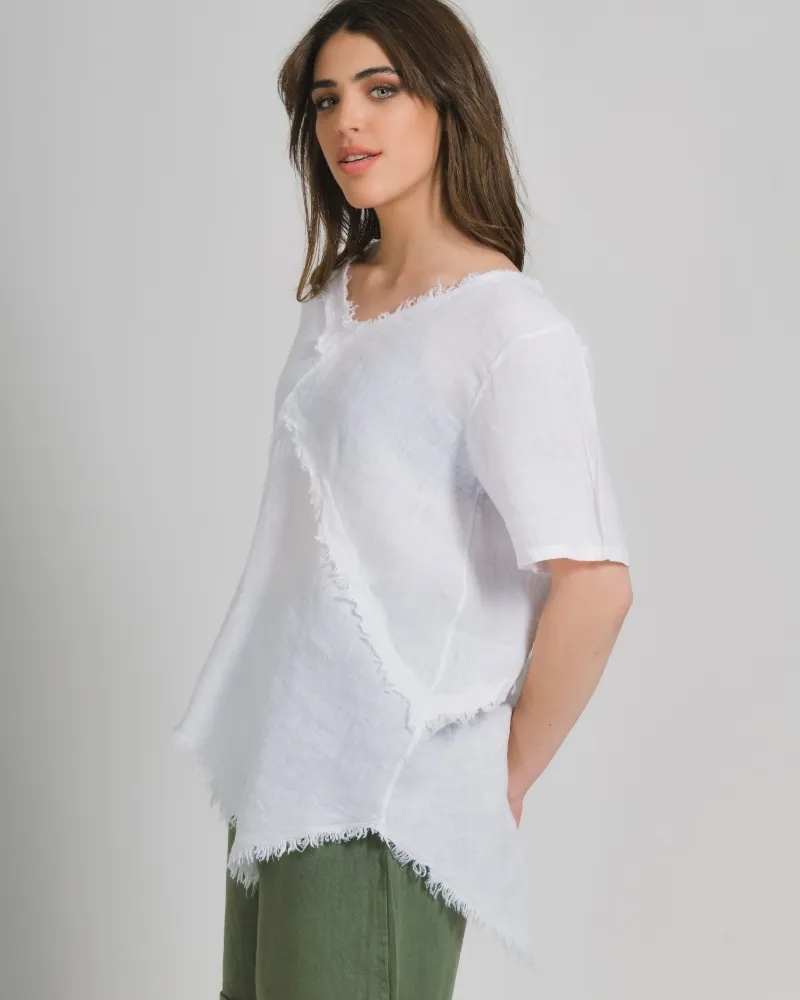 ΜΠΛΟΥΖΑ ΚΟΝΤΟΜΑΝΙΚΗ ΣΕ ΛΕΥΚΗ ΧΡΩΜΑ ONE SIZE (100% LINEN)