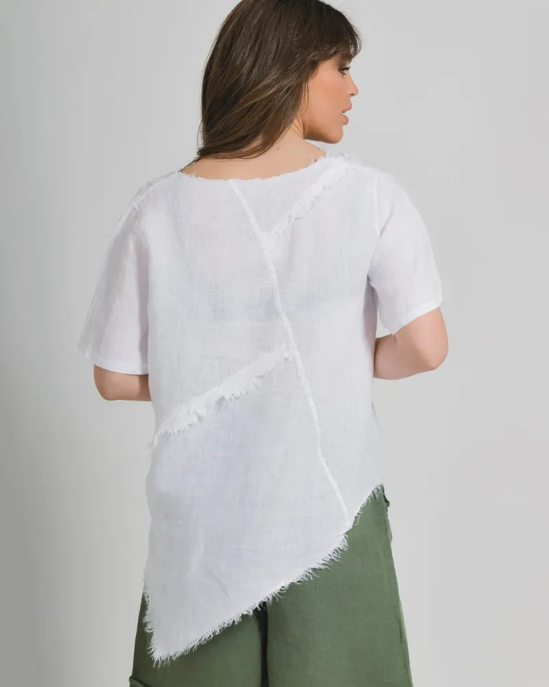 ΜΠΛΟΥΖΑ ΚΟΝΤΟΜΑΝΙΚΗ ΣΕ ΛΕΥΚΗ ΧΡΩΜΑ ONE SIZE (100% LINEN)