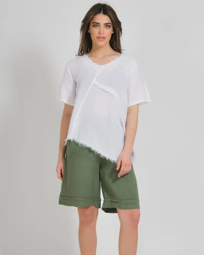 ΜΠΛΟΥΖΑ ΚΟΝΤΟΜΑΝΙΚΗ ΣΕ ΛΕΥΚΗ ΧΡΩΜΑ ONE SIZE (100% LINEN)