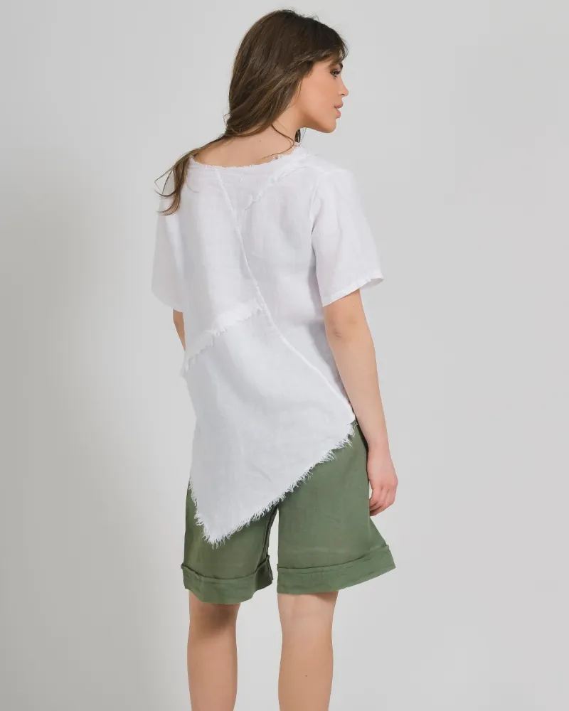 ΜΠΛΟΥΖΑ ΚΟΝΤΟΜΑΝΙΚΗ ΣΕ ΛΕΥΚΗ ΧΡΩΜΑ ONE SIZE (100% LINEN)