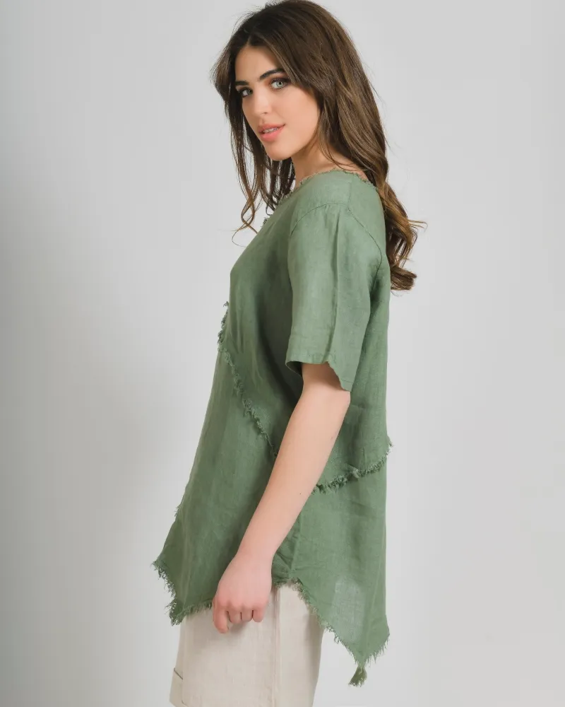 ΜΠΛΟΥΖΑ ΚΟΝΤΟΜΑΝΙΚΗ ΣΕ ΧΑΚΙ ΧΡΩΜΑ ONE SIZE (100% LINEN)