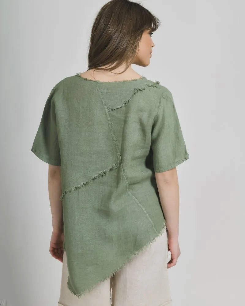 ΜΠΛΟΥΖΑ ΚΟΝΤΟΜΑΝΙΚΗ ΣΕ ΧΑΚΙ ΧΡΩΜΑ ONE SIZE (100% LINEN)