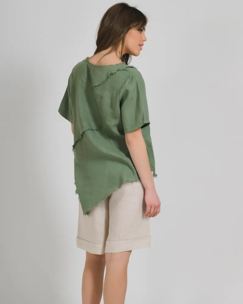 ΜΠΛΟΥΖΑ ΚΟΝΤΟΜΑΝΙΚΗ ΣΕ ΧΑΚΙ ΧΡΩΜΑ ONE SIZE (100% LINEN)