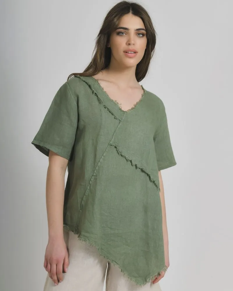 ΜΠΛΟΥΖΑ ΚΟΝΤΟΜΑΝΙΚΗ ΣΕ ΧΑΚΙ ΧΡΩΜΑ ONE SIZE (100% LINEN)