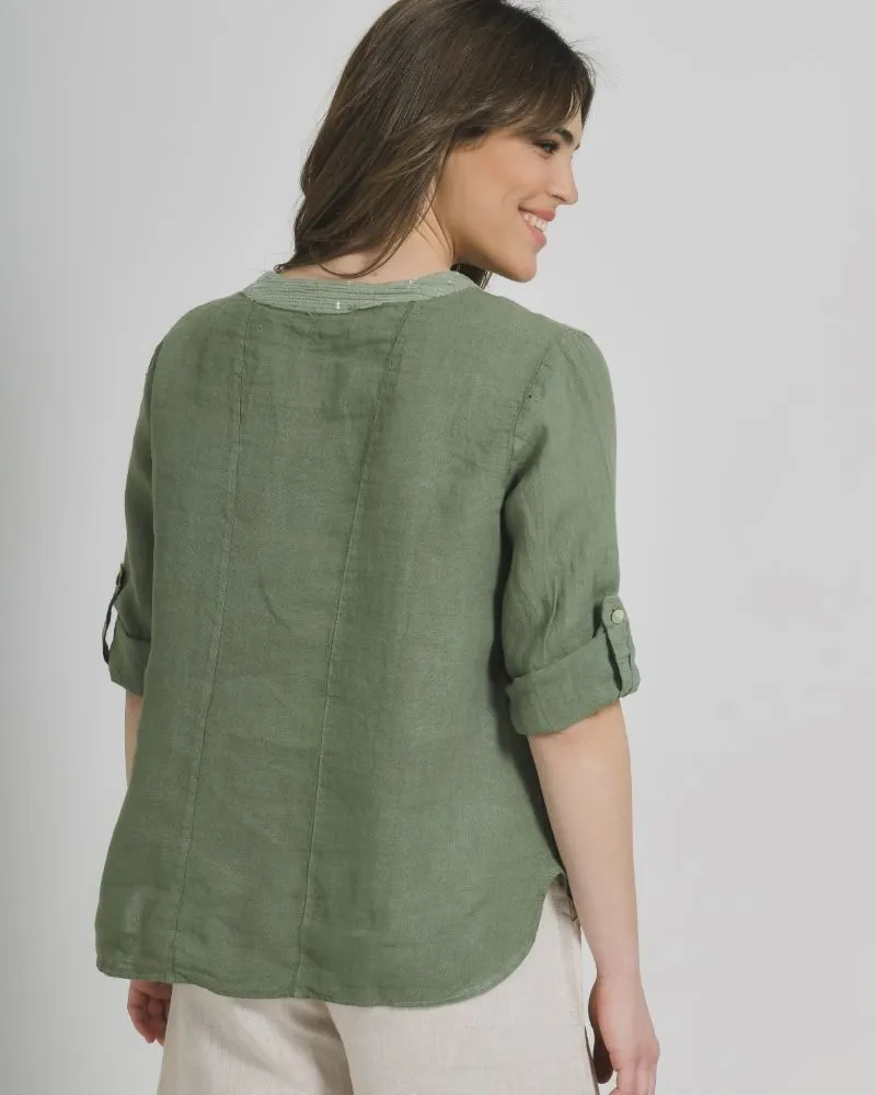 ΠΟΥΚΑΜΙΣΟ/ΜΠΛΟΥΖΑ ΣΕ ΧΑΚΙ ΧΡΩΜΑ ONE SIZE (100% LINEN)