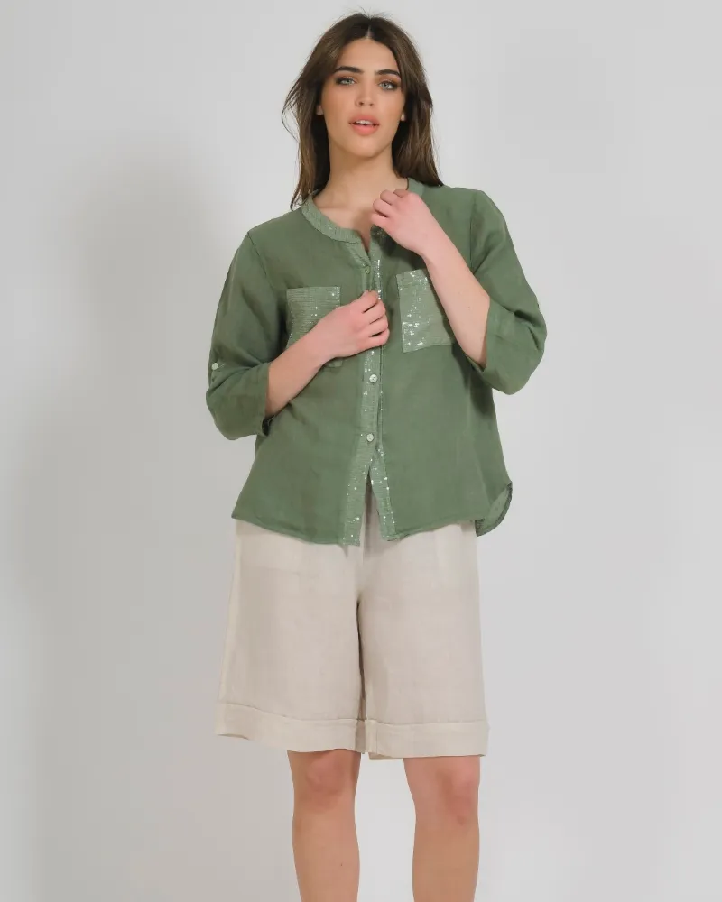 ΠΟΥΚΑΜΙΣΟ/ΜΠΛΟΥΖΑ ΣΕ ΧΑΚΙ ΧΡΩΜΑ ONE SIZE (100% LINEN)