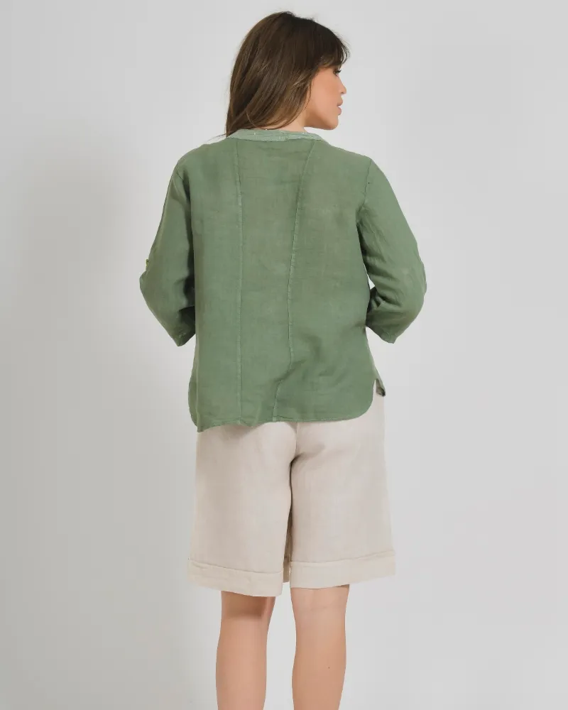 ΠΟΥΚΑΜΙΣΟ/ΜΠΛΟΥΖΑ ΣΕ ΧΑΚΙ ΧΡΩΜΑ ONE SIZE (100% LINEN)